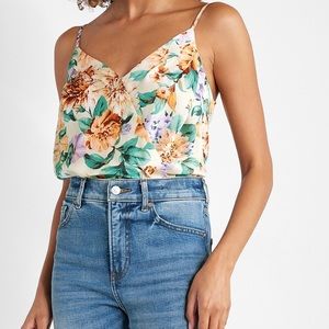 Express floral print faux wrap bodysuit